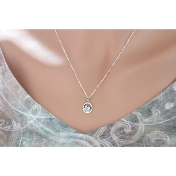 Sterling Silver Snow Capped Mountain Charm Necklace - Picture 3 of 4